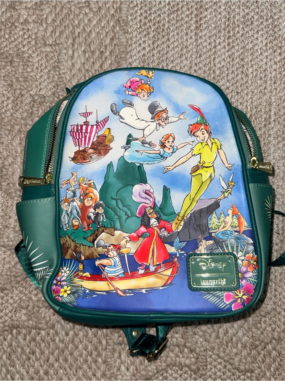 Loungefly Disney Peter Pan Tinkerbell Hook Watercolor Backpack